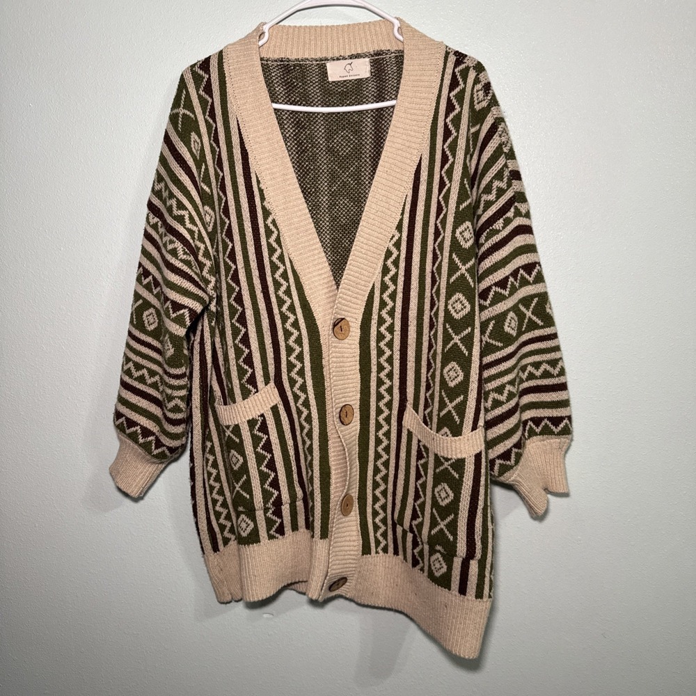 Hyped unicorn‎ striped abstract geometric knit cardigan 90"s sweater size M/L